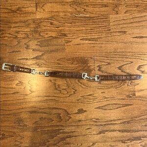 Brown Crocodile Pattern Belt with Silver Buckle